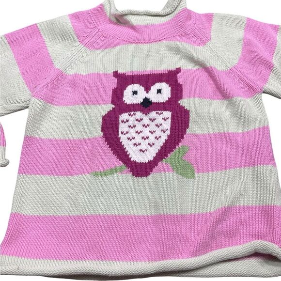 LL Bean Knit Sweater Owl and Stripes Toddler Size 2T - Picture 3 of 9